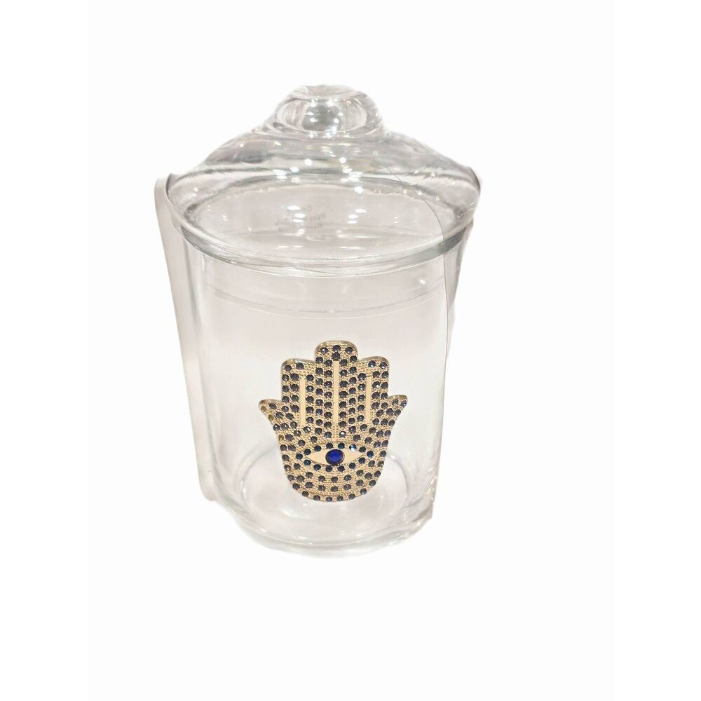 Allure Rhinestone Hamsa Hand Glass Storage Jar‎
